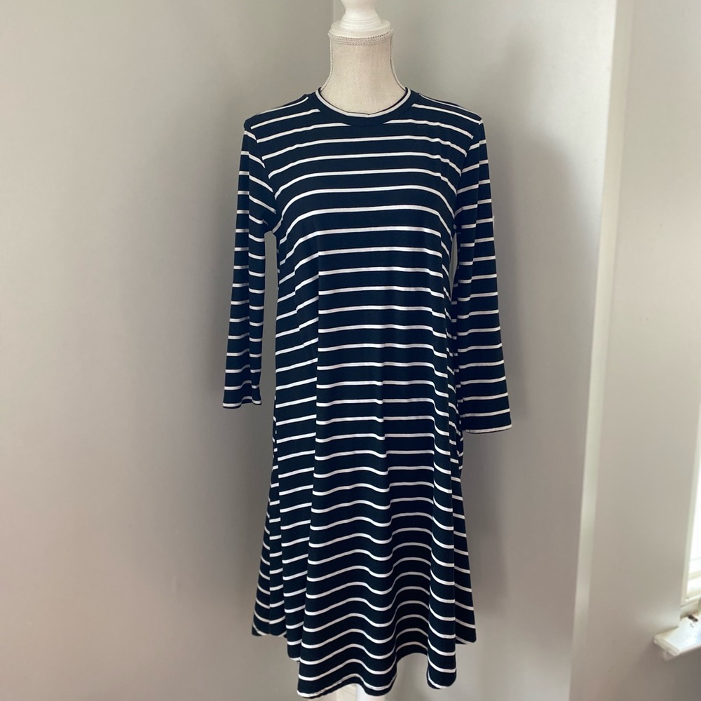 Reb & J Black and White Striped Knit Dress